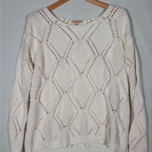 Gibson Latimer Cream Open Knit Sweater Size S